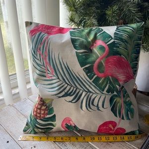 Decorative Throw Pillow Cover 17 x 17 Flamingo Pineapple leaf Print NWOT